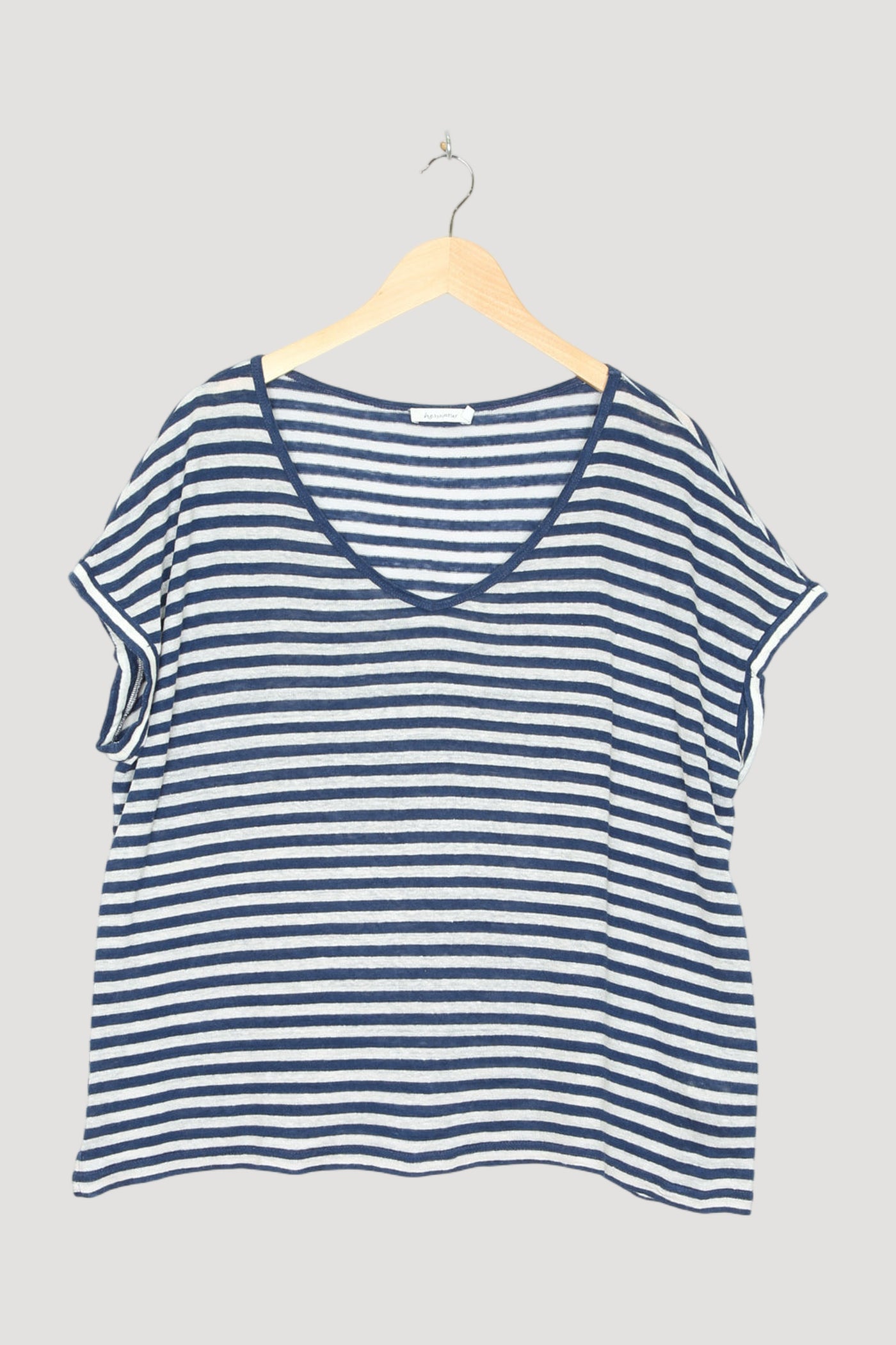Secondhand Ringel-Kurzarmshirt aus reinem Leinen