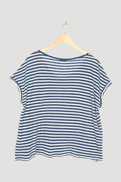 Secondhand Ringel-Kurzarmshirt aus reinem Leinen