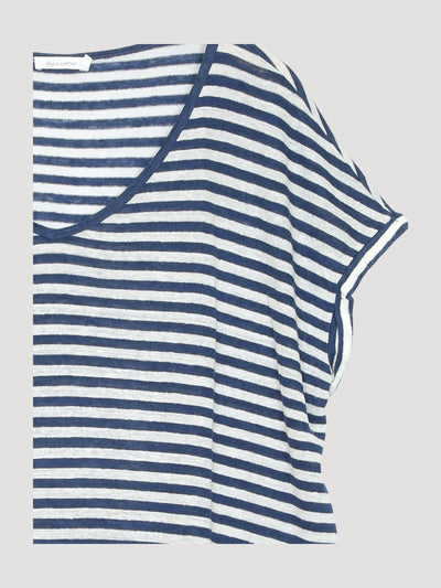 Secondhand Ringel-Kurzarmshirt aus reinem Leinen