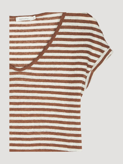 Secondhand Ringel-Kurzarmshirt aus reinem Leinen