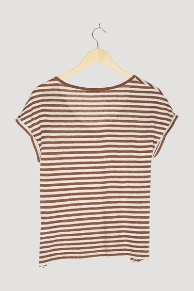 Secondhand Ringel-Kurzarmshirt aus reinem Leinen