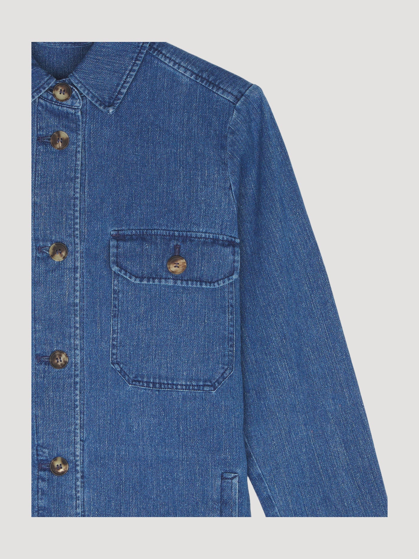 Secondhand Denim-Overshirt aus Hanf mit Bio-Baumwolle
