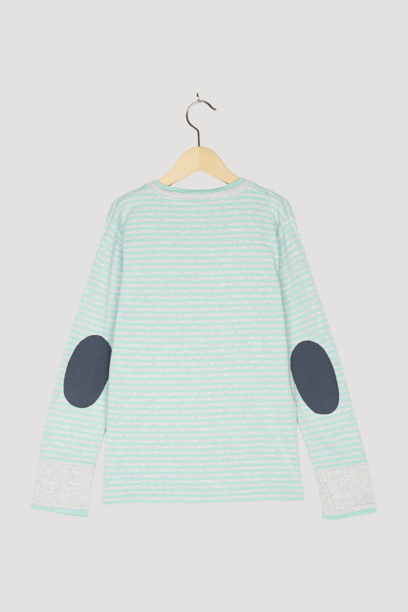 Secondhand Ringelshirt mit Patches aus reiner Bio-Baumwolle