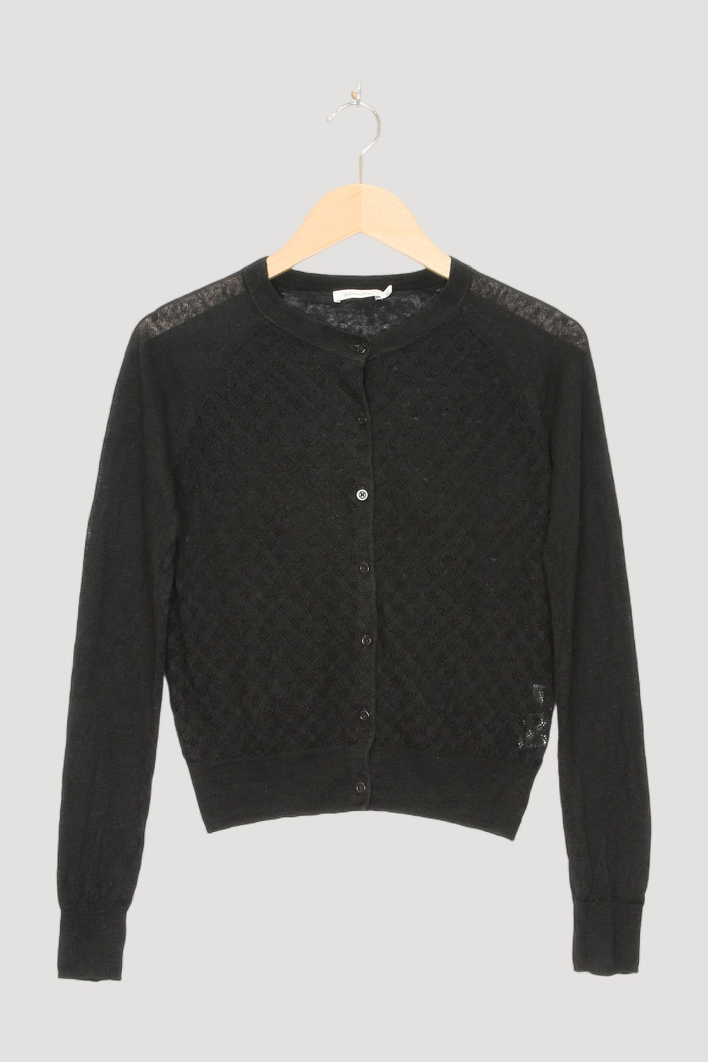 Secondhand Ajour-Strickjacke aus Leinen mit Seide
