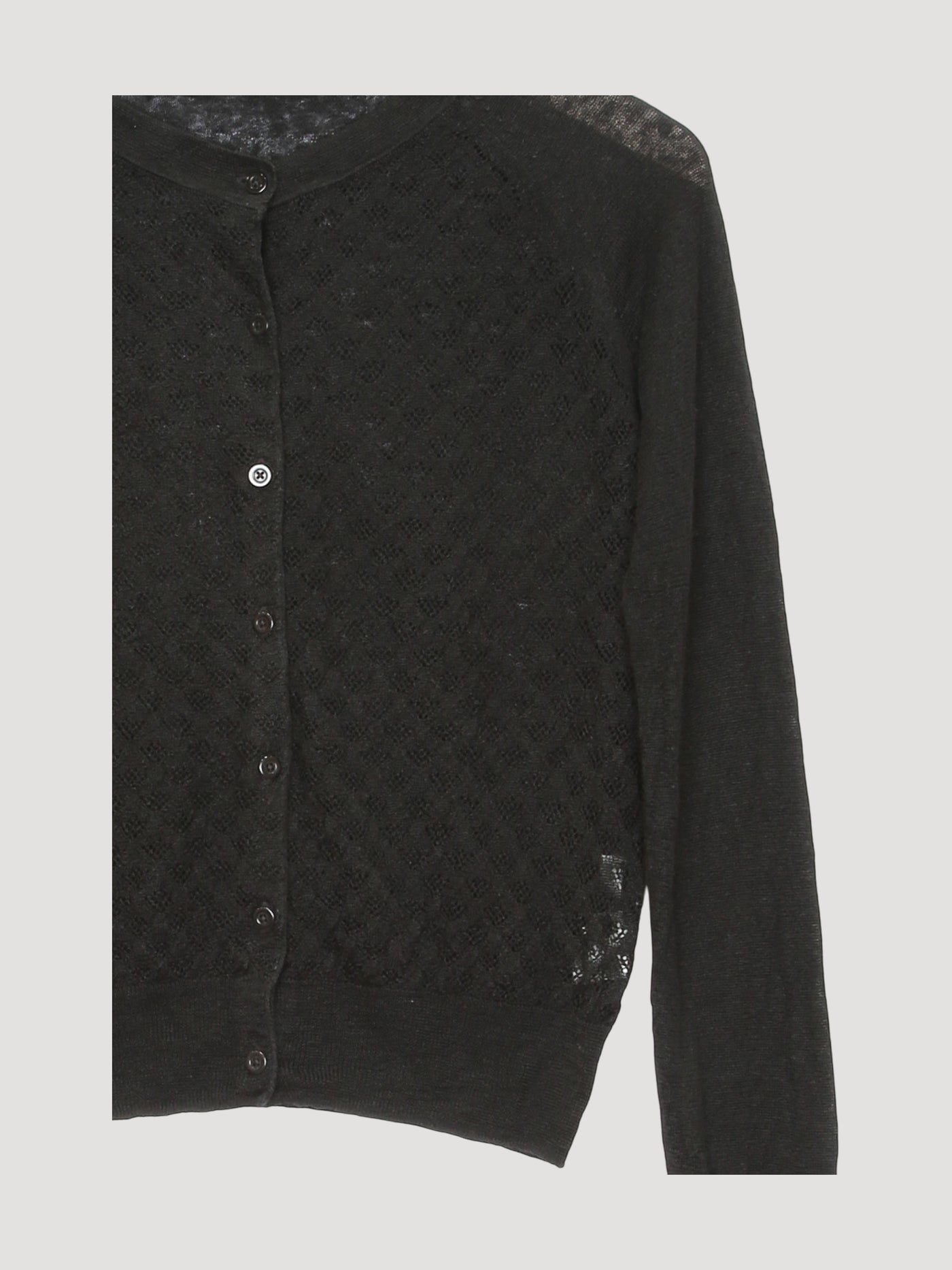 Secondhand Ajour-Strickjacke aus Leinen mit Seide