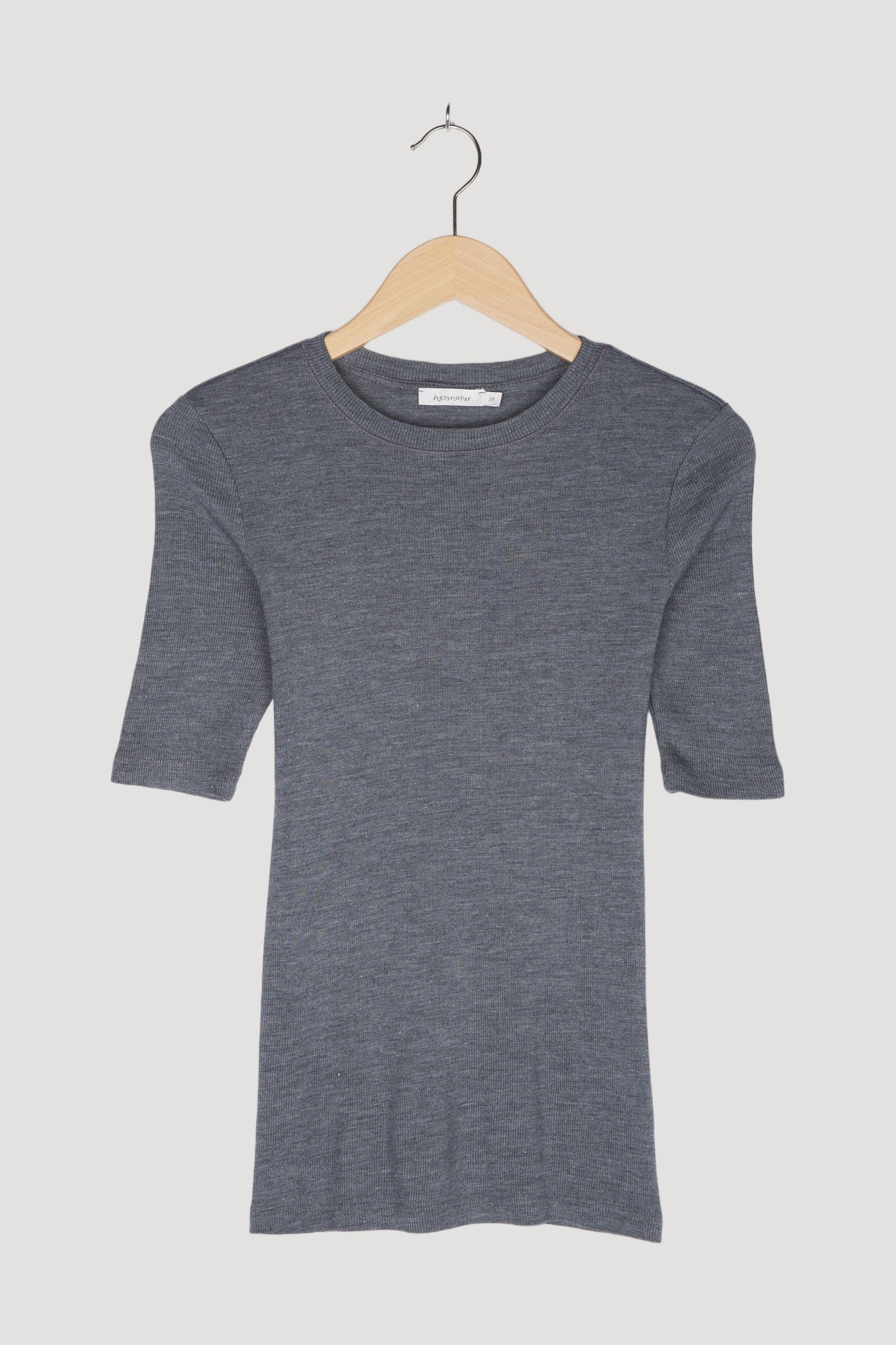 Secondhand Rippshirt aus Bio-Merinowolle mit Seide