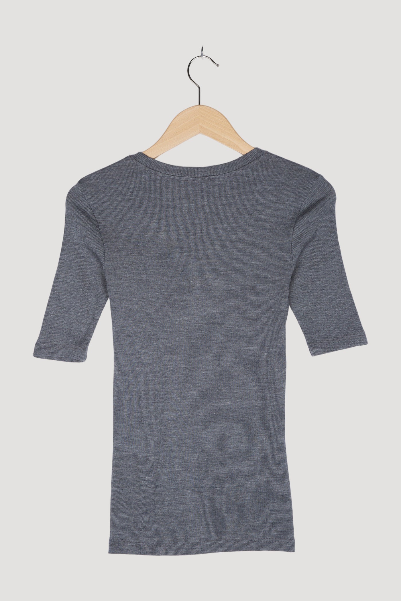 Secondhand Rippshirt aus Bio-Merinowolle mit Seide