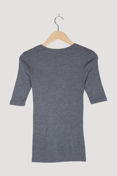 Secondhand Rippshirt aus Bio-Merinowolle mit Seide