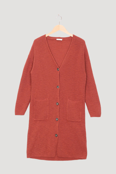 Secondhand Strickmantel aus Bio-Baumwolle mit Kapok