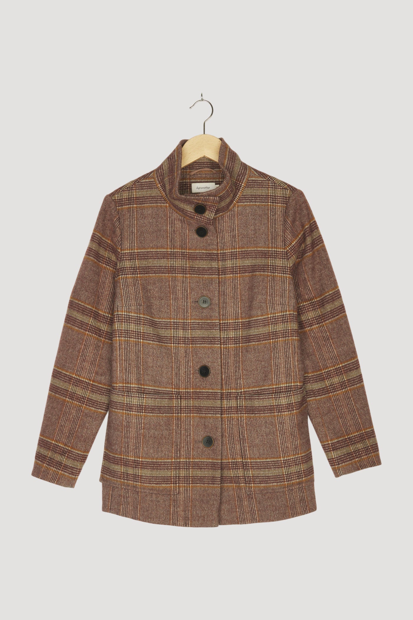 Secondhand Karo-Jacke aus reiner Schurwolle