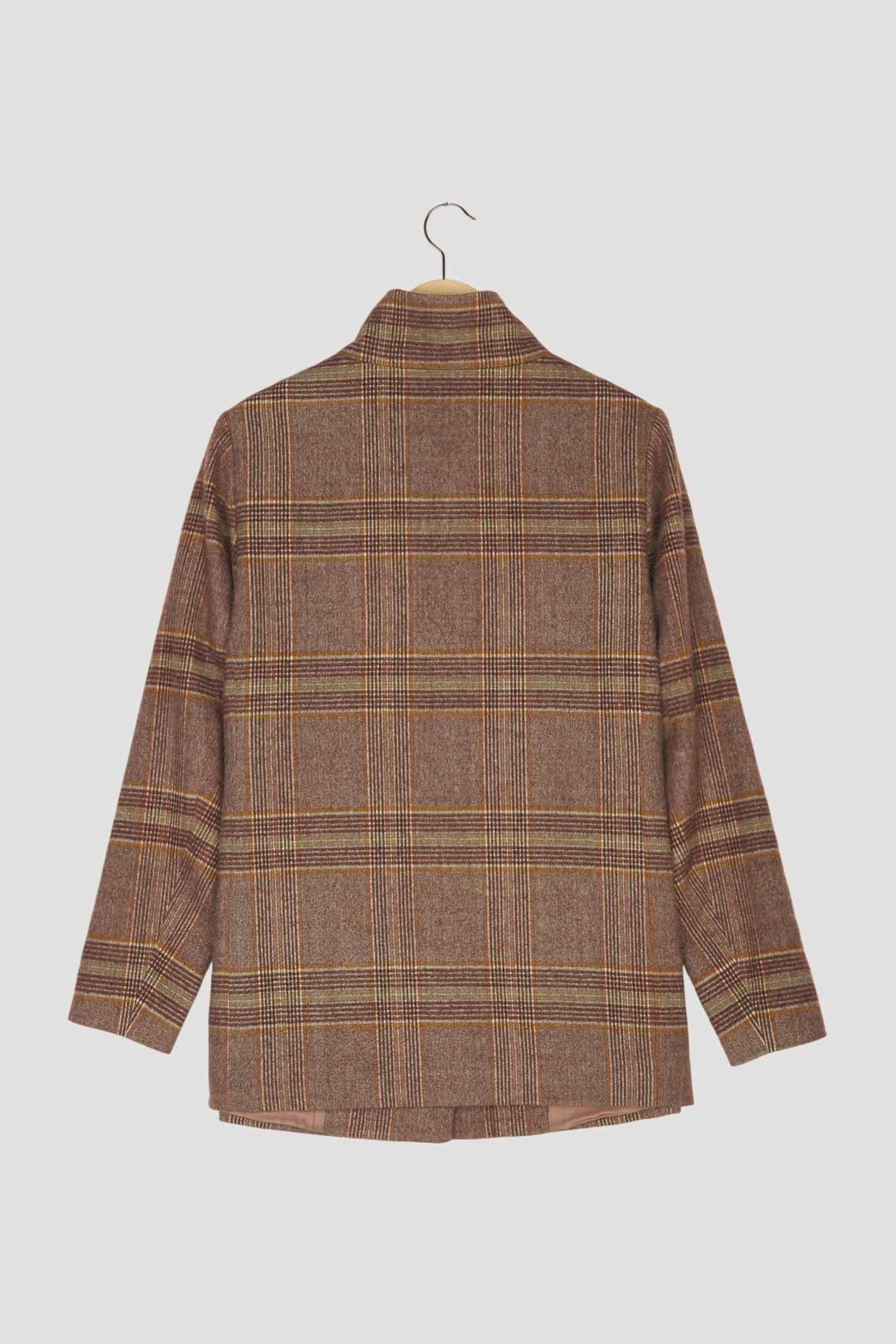 Secondhand Karo-Jacke aus reiner Schurwolle