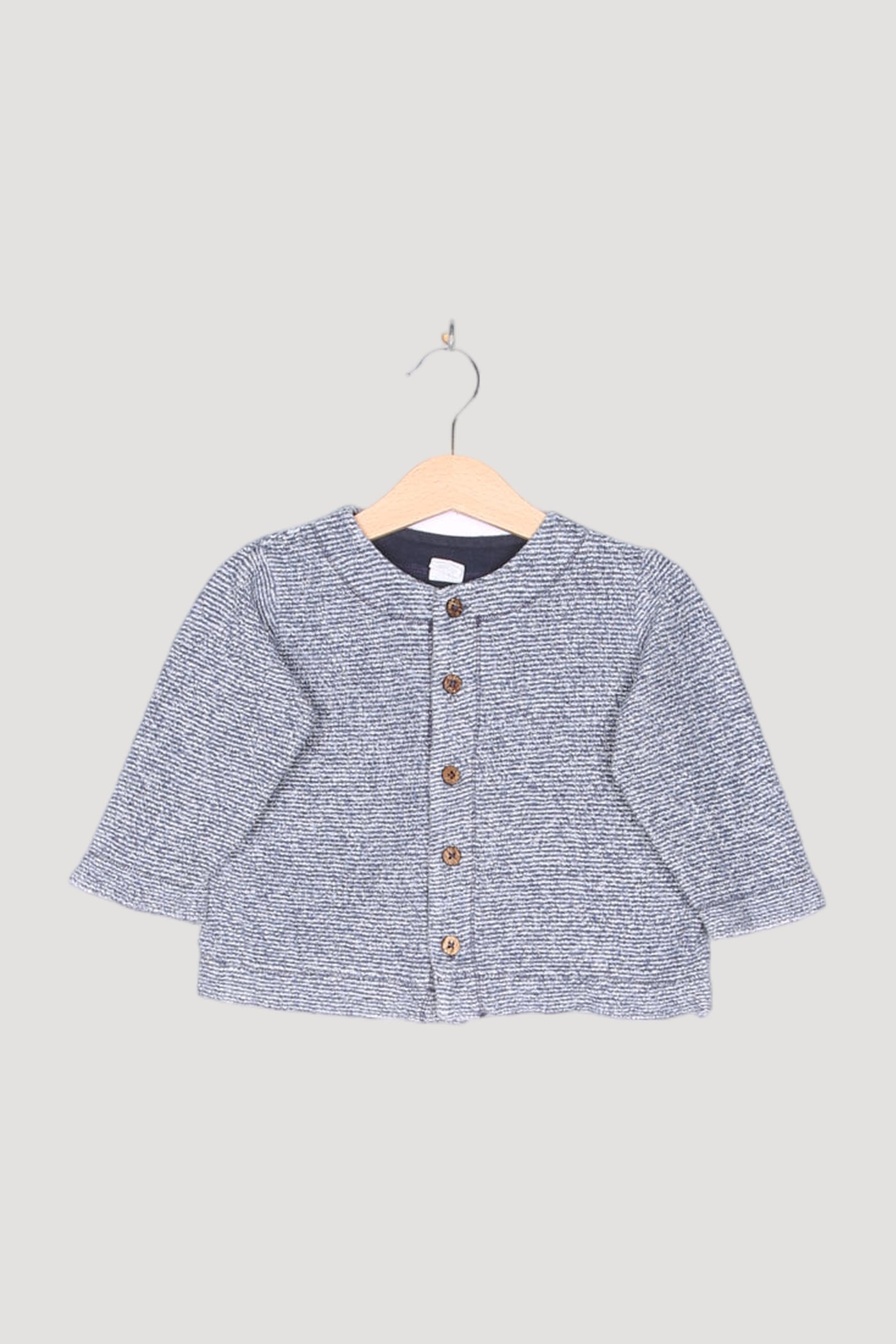 Secondhand Geringelte Fleece-Jacke aus reiner Bio-Baumwolle