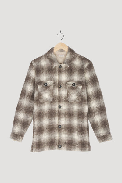 Secondhand Rhönkaro-Overshirt aus reiner Schurwolle