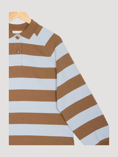 Secondhand Sweatpolo Streifen Relaxed aus reiner Bio-Baumwolle