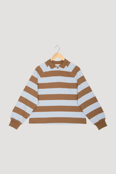 Secondhand Sweatpolo Streifen Relaxed aus reiner Bio-Baumwolle