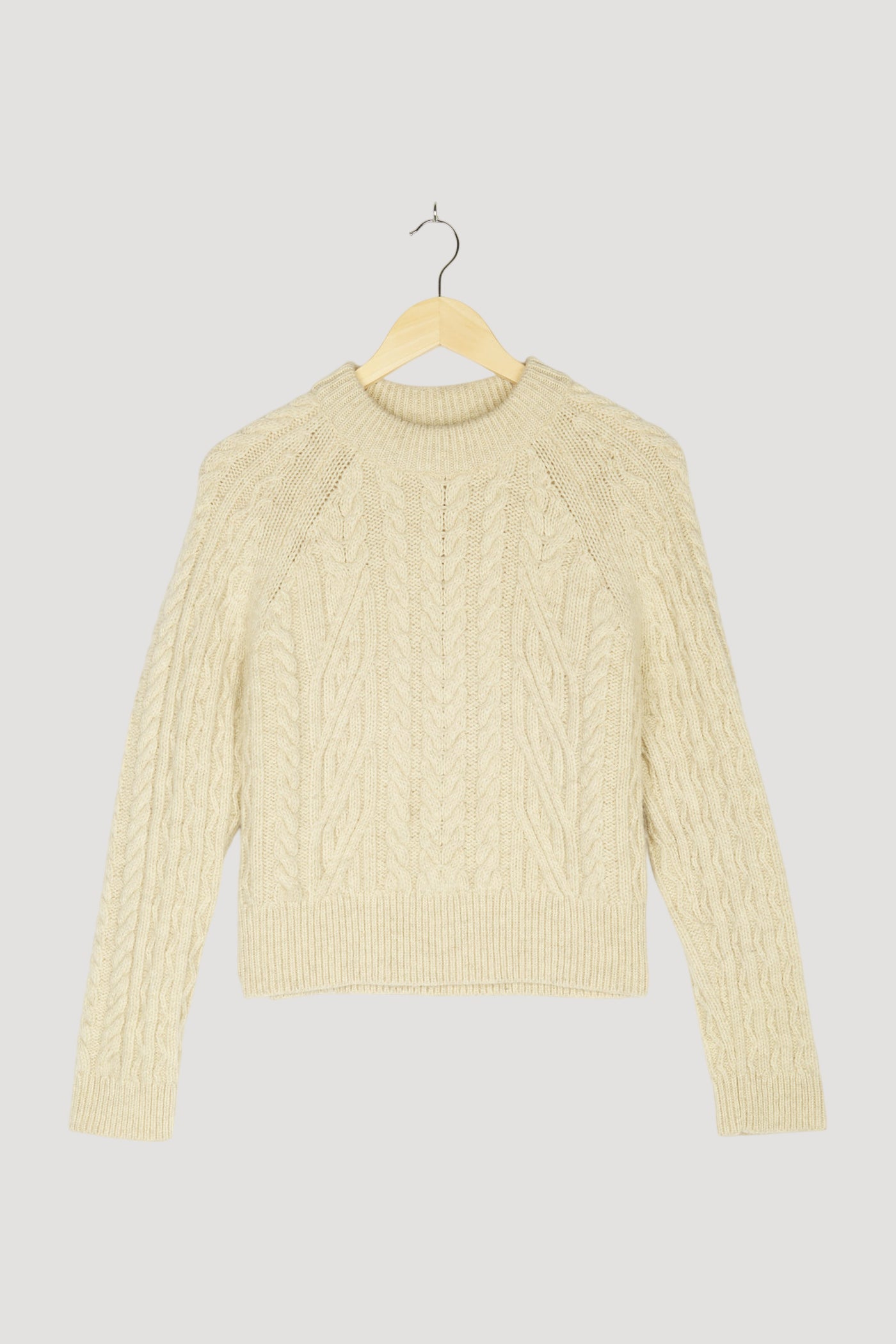Secondhand Zopf-Pullover aus reiner mongolischer Merinowolle