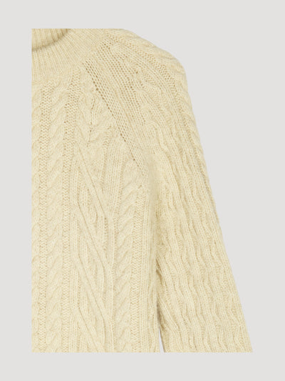 Secondhand Zopf-Pullover aus reiner mongolischer Merinowolle