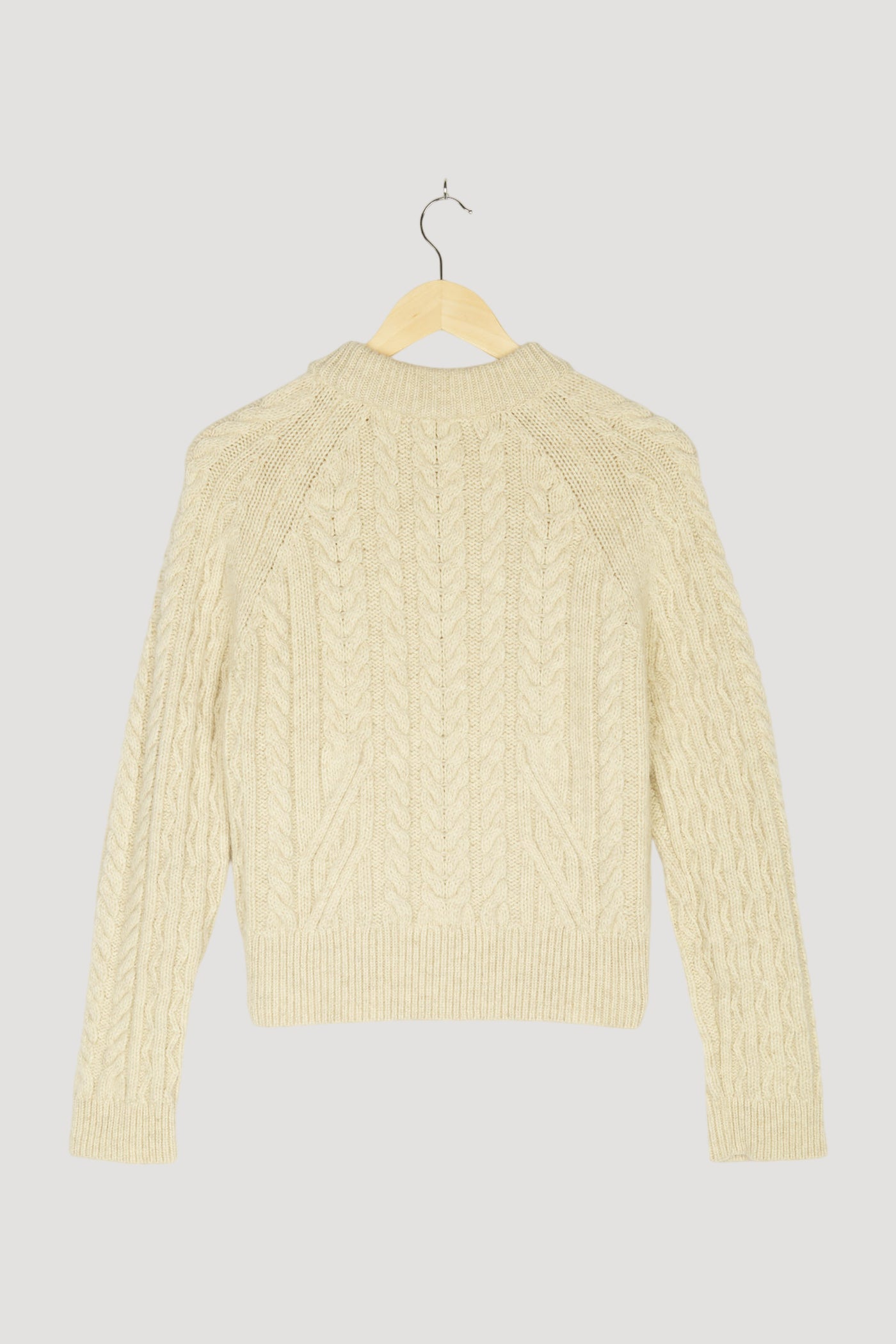 Secondhand Zopf-Pullover aus reiner mongolischer Merinowolle
