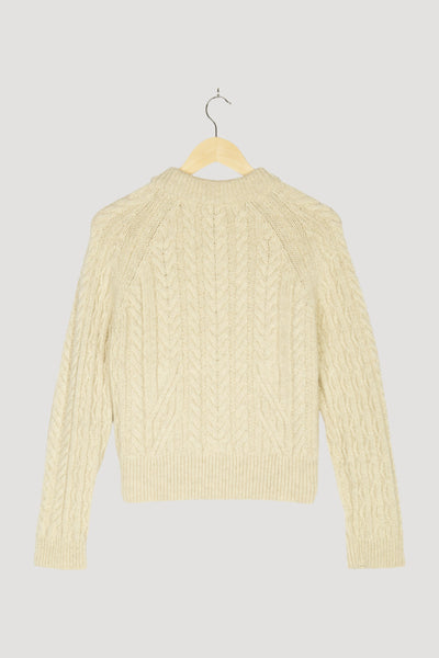 Secondhand Zopf-Pullover aus reiner mongolischer Merinowolle