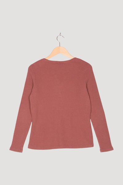 Secondhand Waffelpiqué-Henleyshirt aus Bio-Baumwolle mit Schurwolle