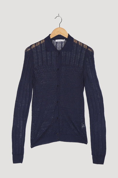 Secondhand Strickjacke aus Leinen mit Seide