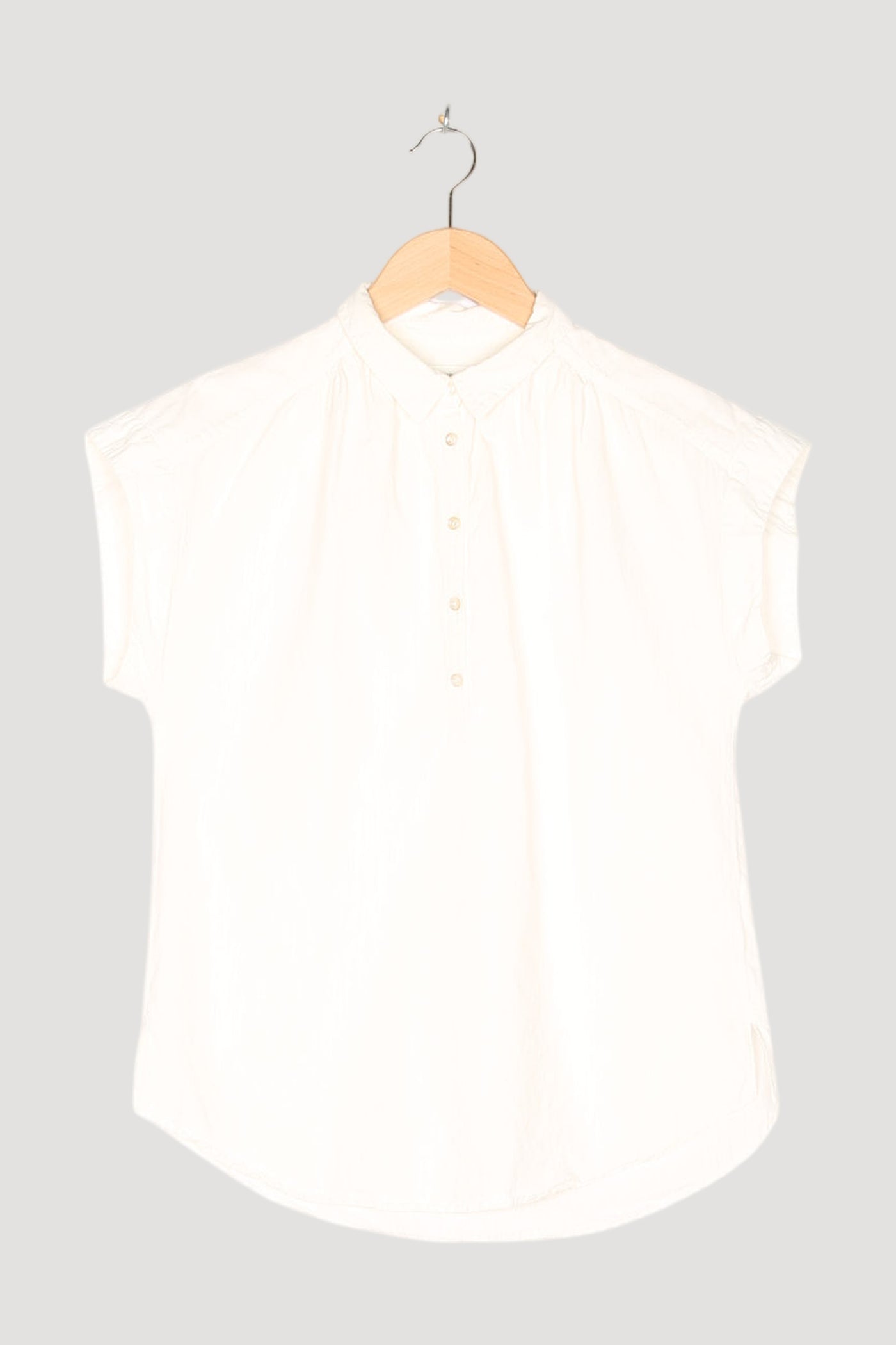 Secondhand Ärmellose Bluse aus Bio-Baumwolle mit Leinen