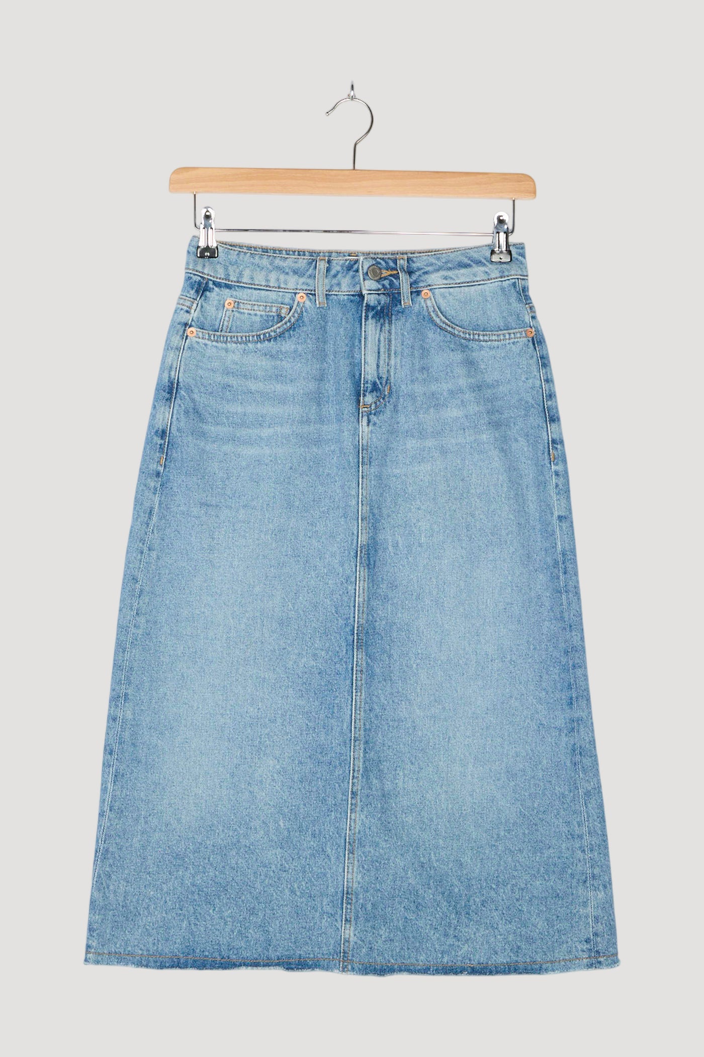 Secondhand Jeans Rock Midi Regular aus reinem Bio-Denim