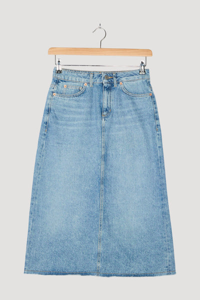 Secondhand Jeans Rock Midi Regular aus reinem Bio-Denim