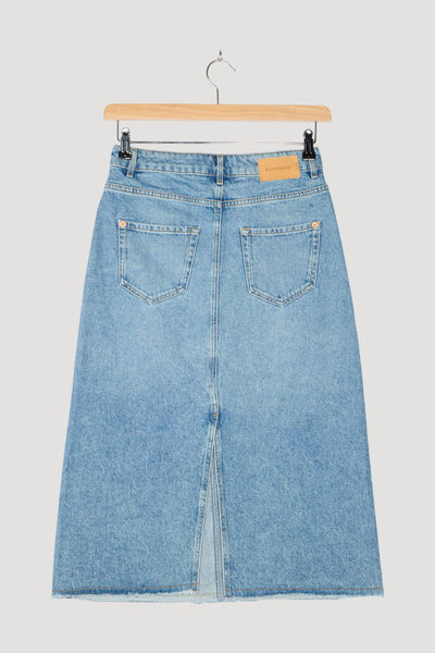 Secondhand Jeans Rock Midi Regular aus reinem Bio-Denim