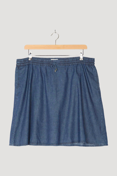 Secondhand Jeansrock aus Bio-Baumwolle mit Leinen