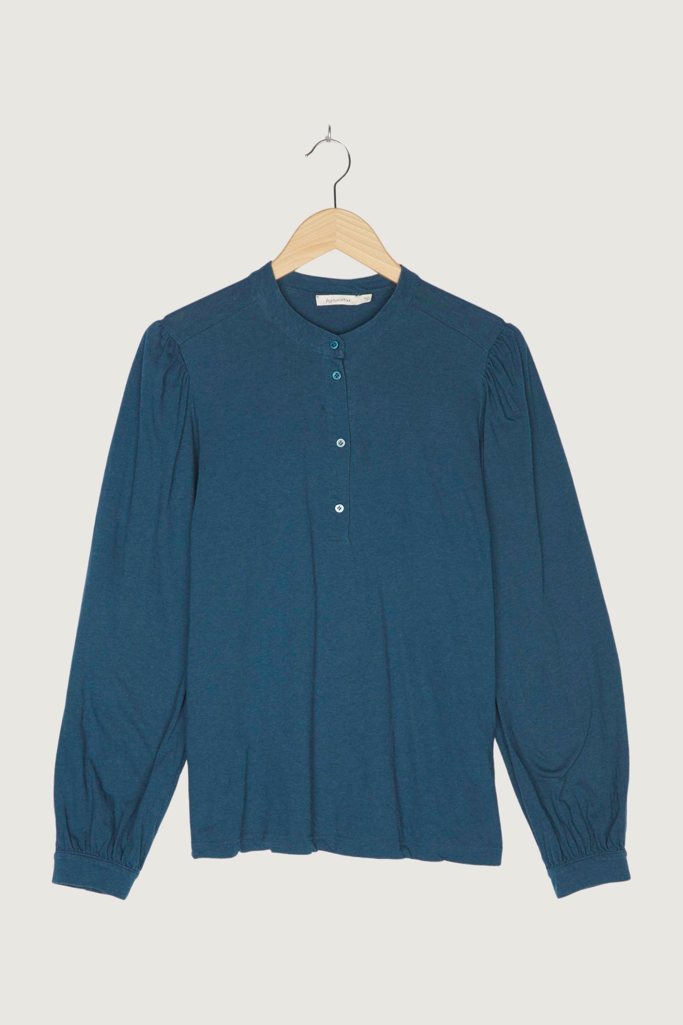 Secondhand Jersey-Bluse aus Bio-Baumwolle mit Schurwolle