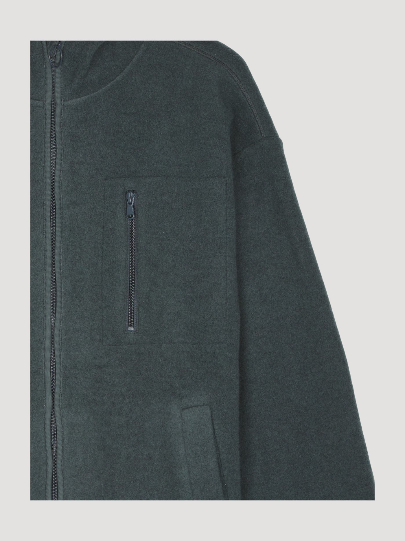 Secondhand Wollfleece Jacke mit Kapuze aus reiner Bio-Merinowolle
