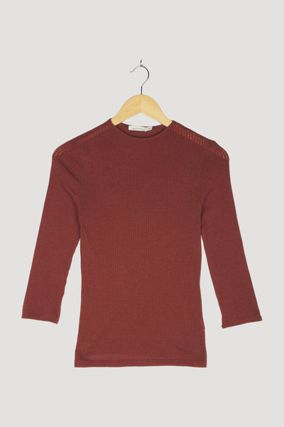 Secondhand Ajour-Shirt aus Bio-Baumwolle mit Schurwolle