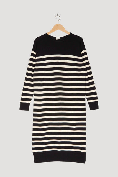 Secondhand Strickkleid Streifen Midi Relaxed aus reiner Bio-Baumwolle und weicher Schurwolle