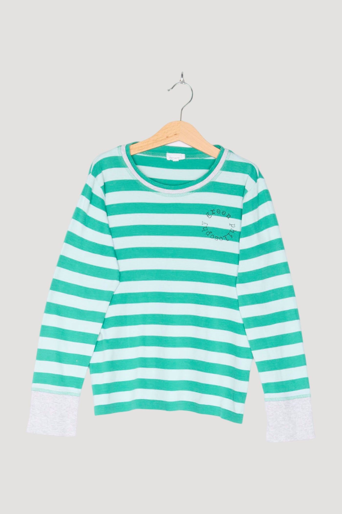 Secondhand Ringelshirt mit Patches aus reiner Bio-Baumwolle
