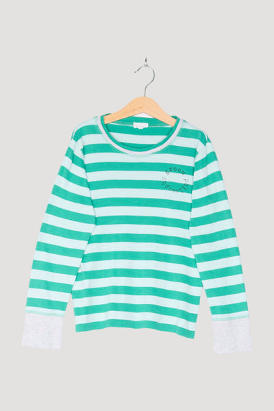 Secondhand Ringelshirt mit Patches aus reiner Bio-Baumwolle