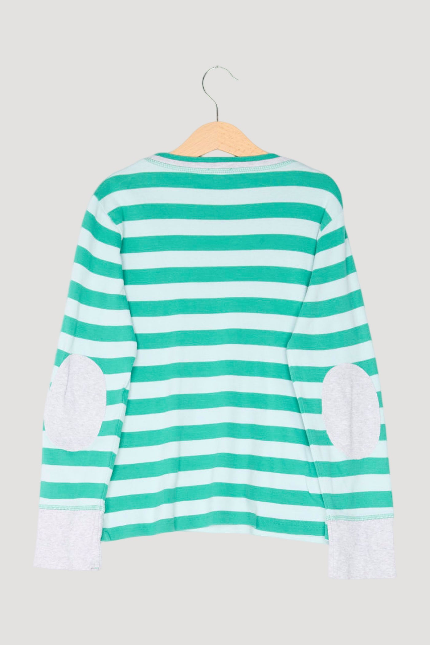 Secondhand Ringelshirt mit Patches aus reiner Bio-Baumwolle
