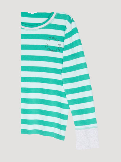 Secondhand Ringelshirt mit Patches aus reiner Bio-Baumwolle