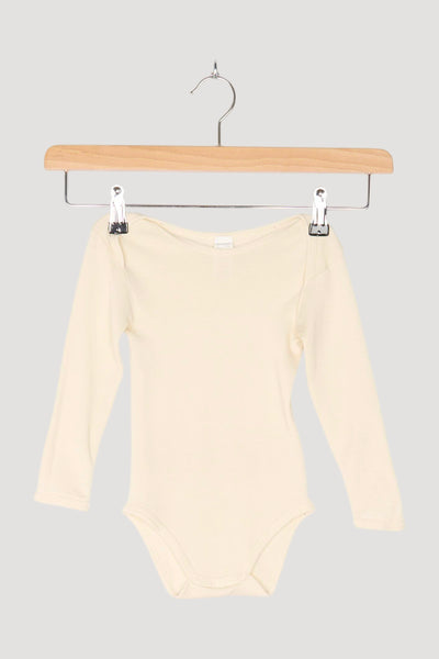 Secondhand Langarm-Body aus Bio-Merinowolle mit Seide