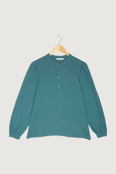 Secondhand Jersey-Bluse aus Bio-Baumwolle mit Schurwolle