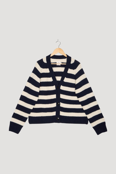 Secondhand Strickjacke Streifen Relaxed aus Bio-Merinowolle mit Bio-Baumwolle