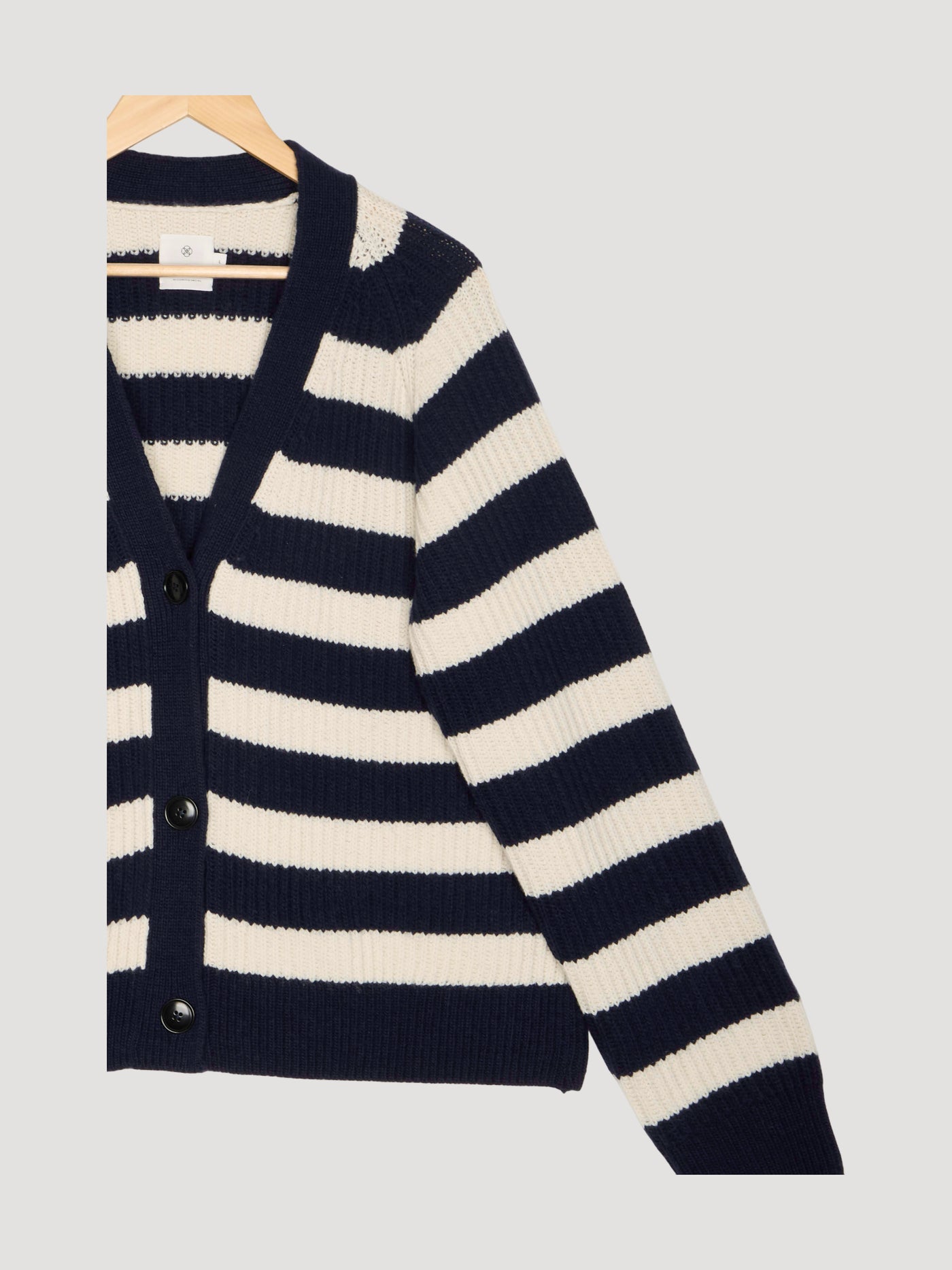Secondhand Strickjacke Streifen Relaxed aus Bio-Merinowolle mit Bio-Baumwolle