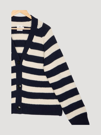 Secondhand Strickjacke Streifen Relaxed aus Bio-Merinowolle mit Bio-Baumwolle