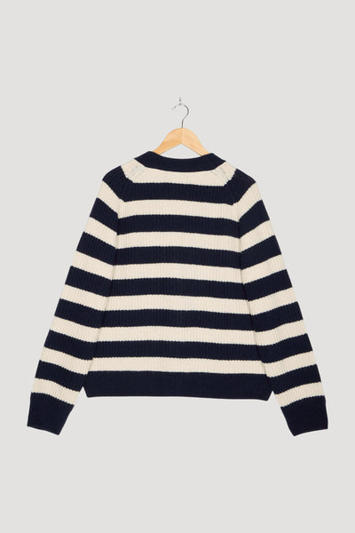 Secondhand Strickjacke Streifen Relaxed aus Bio-Merinowolle mit Bio-Baumwolle