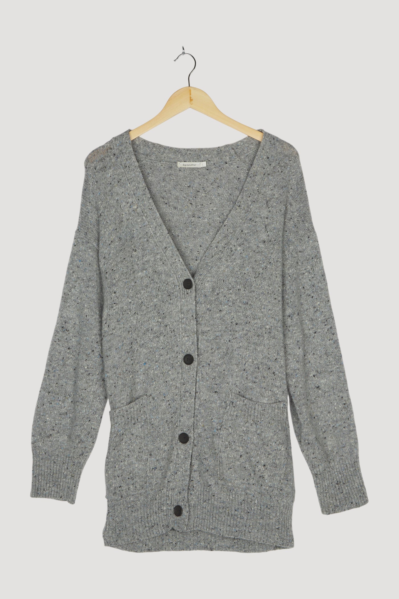 Secondhand Tweed-Strickjacke aus reiner Schurwolle