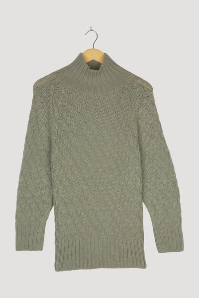 Secondhand Struktur-Pullover aus Alpaka und Schurwolle