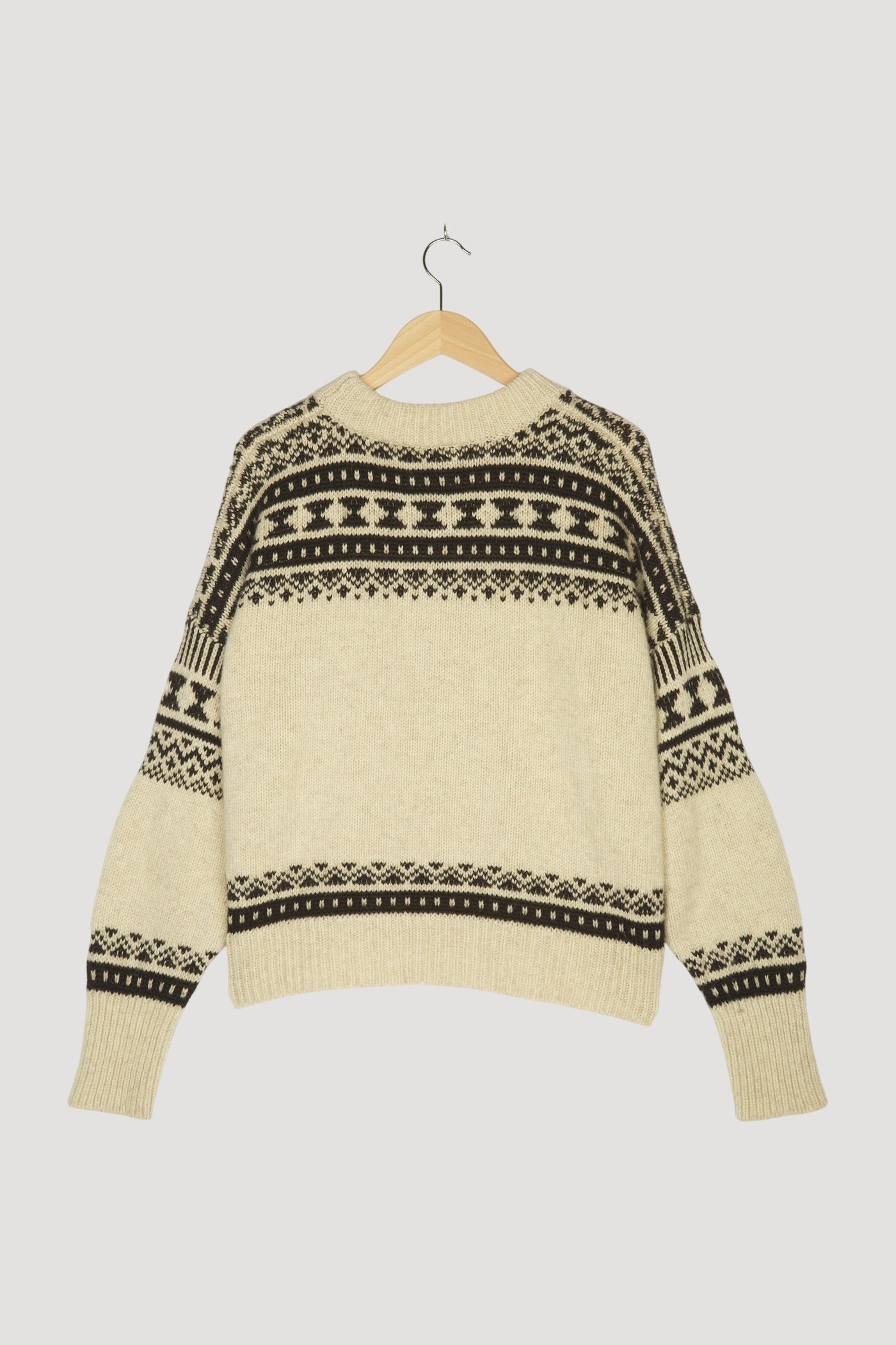 Secondhand Norweger-Pullover ungefärbt aus Merinowolle mit Alpaka