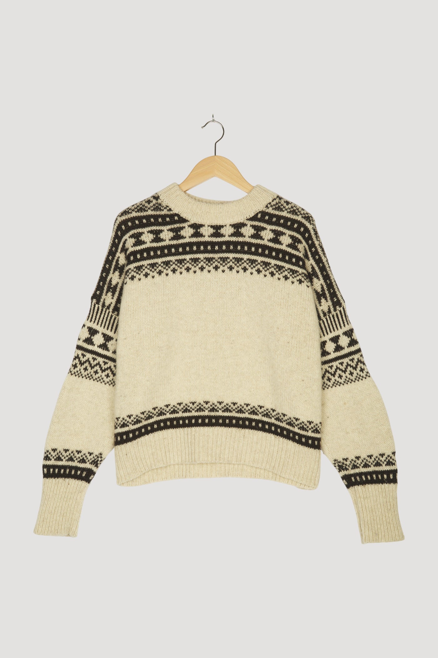 Secondhand Norweger-Pullover ungefärbt aus Merinowolle mit Alpaka