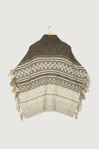 Secondhand Strick-Poncho aus Alpaka mit Baumwolle