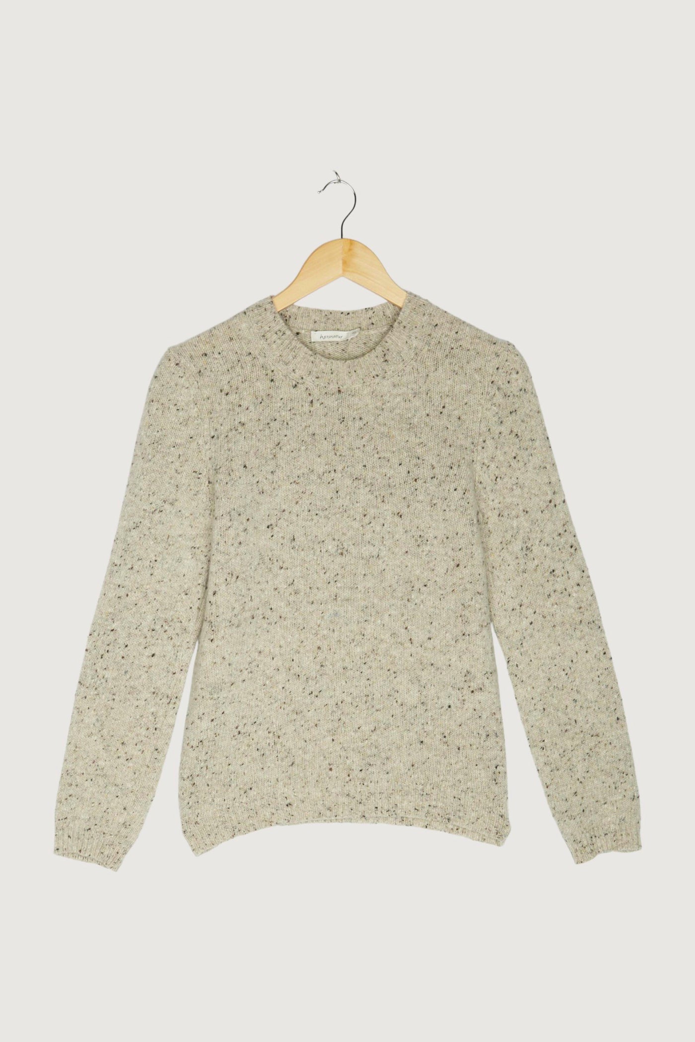 Secondhand Tweed-Pullover aus reiner Schurwolle